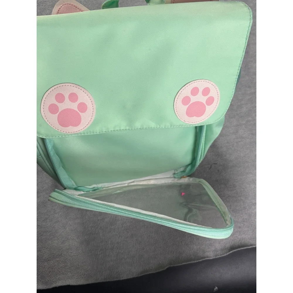 Mint Green Ita Bag Backpack Clear Display Window Kawaii Cat Paw Print Mint